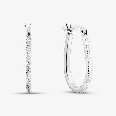 Sterling Silver Textured Oval Hoop Earrings TTE289520D167R1