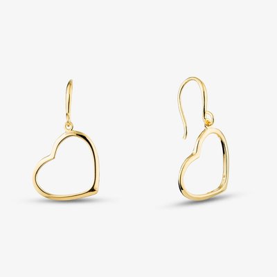 Yellow Gold Plated Sterling Silver Open Heart Drop Earrings AE23747/G