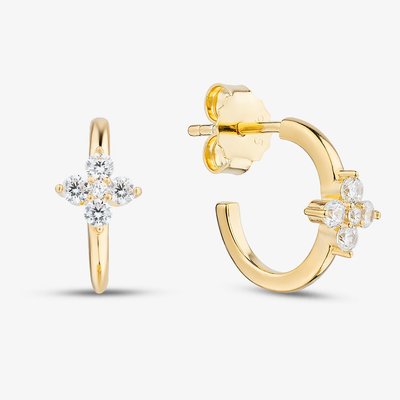 Yellow Gold Tone Plated Sterling Silver Cubic Zirconia Hoop Earrings AE24154Z/G