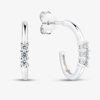 Sterling Silver Cubic Zirconia Huggie Hoop Earrings AE24159Z/R