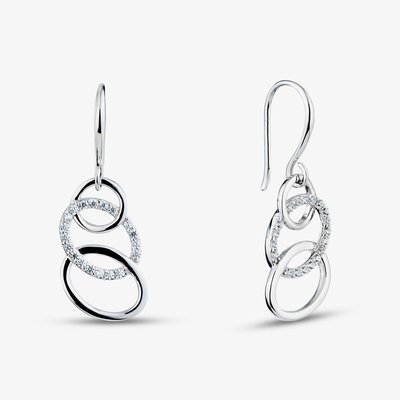 Sterling Silver Cubic Zirconia Interlocking Oval Drop Earrings AE19322Z/R