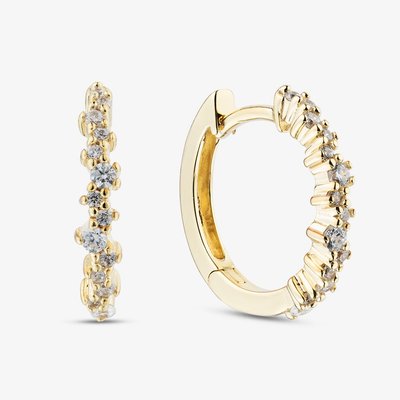 Yellow Gold Tone Plated Sterling Silver Cubic Zirconia Huggie Hoop Earrings 05S2AZE572309