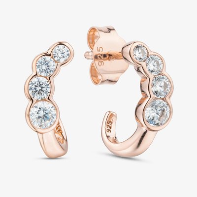 Rose Gold Tone Plated Sterling Silver Cubic Zirconia Bubble Huggie Hoop Earrings 05S2AZE655707