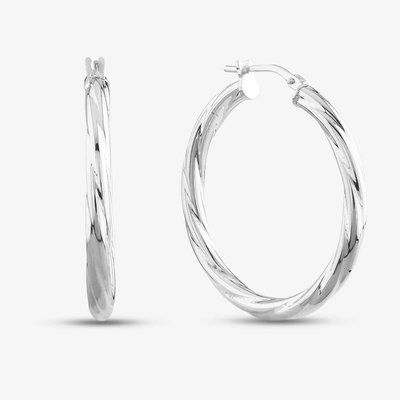 Silver Twisted Hoop Earrings