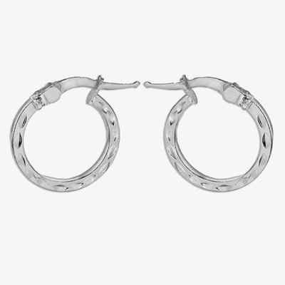 Sterling Silver 10mm Diamond Cut Hoop Earrings