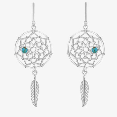 Sterling Silver Dream Catcher Dropper Earrings