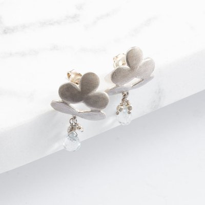 Steling Silver Topaz Flower Dropper Earrings