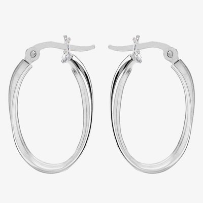 Sterling Silver Oval Creole Earrings
