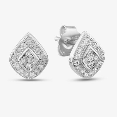 Silver Clear Pave Pearshaped Stud Earrings