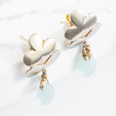 Gold Plated Quartz Flower Dropper Earrings