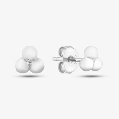 Silver Three Ball Stud Earrings