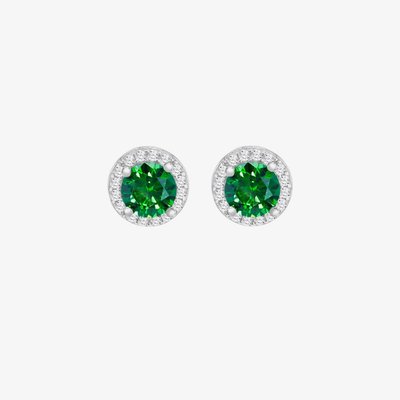 Sterling Silver Brilliant Cut Cubic Zirconia Halo Stud Earrings