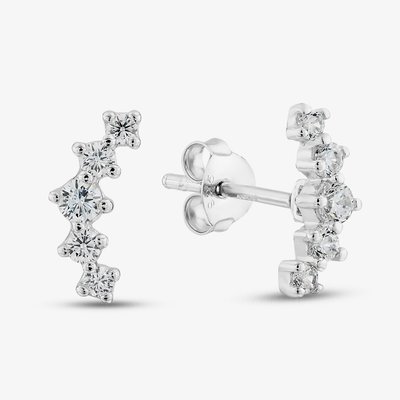 Sterling Silver Cubic Zirconia Curve Stud Earrings