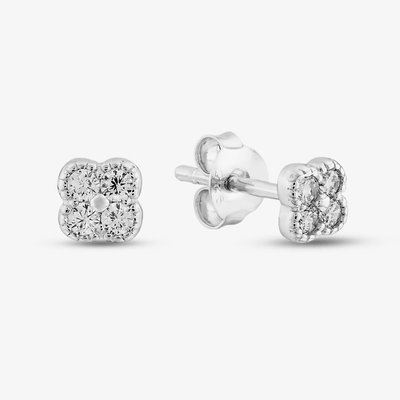 Sterling Silver Cubic Zirconia Flower Stud Earrings