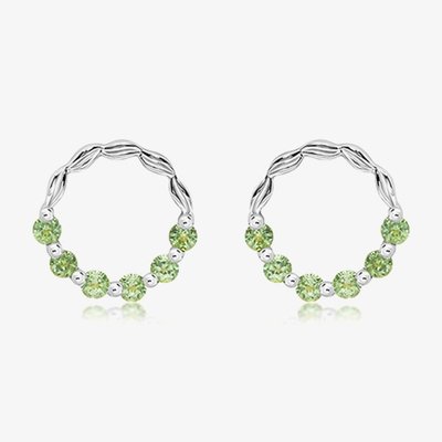 Sterling Silver Peridot Open Circle Stud Earrings