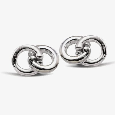 Sterling Silver Linked Circle Stud Earrings