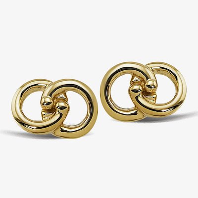 Gold Plated Linked Circle Stud Earrings