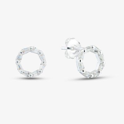 Sterling Silver Baguette Cut Cubic Zirconia Wreath Stud Earrings 041-69667/SP