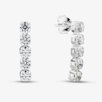 Sterling Silver Dcubic Zirconia Five Stone Drop Stud Earrings 041-74439/SP