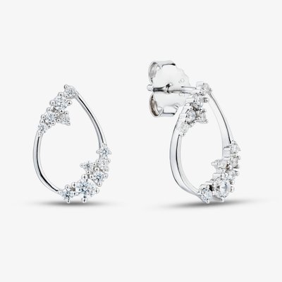 Sterling Silver Cubic Zirconia Cluster Teardrop Stud Earrings AE22248Z/R