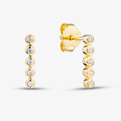 Yellow Gold Tone Plated Sterling Silver Bezel Set Cubic Zirconia Drop Stud Earrings AE11092Z/G