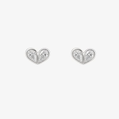 Sterling Silver Cubic Zirconia Heart Stud Earrings E6816C