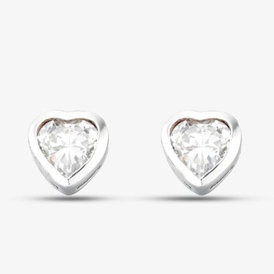 Silver Cubic Zirconia Heart Stud Earrings