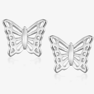 Silver Cut Out Butterfly Stud Earrings