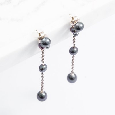 Sterling Silver Peacock Pearl Dropper Earrings
