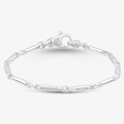 Argentium Silver 7.6 Inch Tube Bar Chain Bracelet