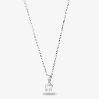 Starbright Silver 6mm Four Claw Cubic Zirconia Pendant E2768P-6M 3A