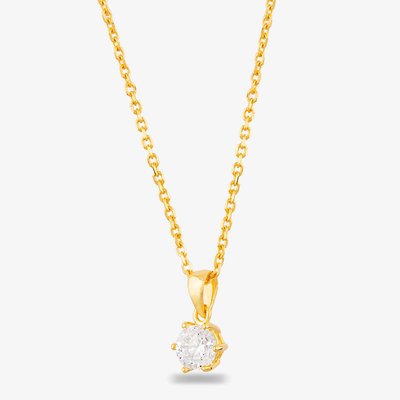 Starbright Gold 6mm Six Claw Cubic Zirconia Pendant E2177P-6M 3A GP