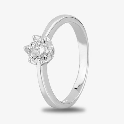 Starbright Silver 5mm Six Claw Round Cubic Zirconia Ring R3227(5M) 3A (56)