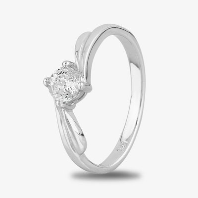 Starbright Silver Four Claw Twist Round Cubic Zirconia Ring R193 3A (52)