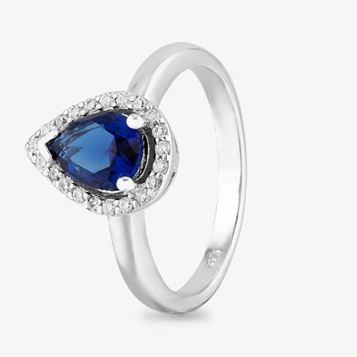 Starbright Sterling Silver Pear Shaped Cubic Zirconia Halo Ring THB-01R