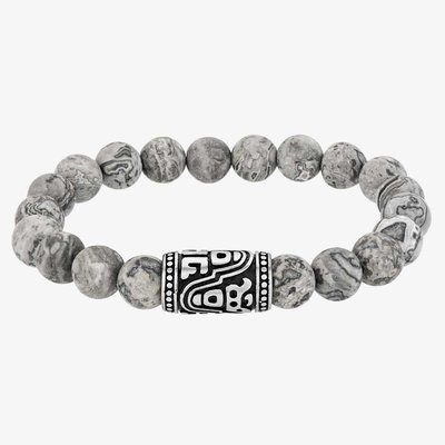 Bourne and Wilde Mens Grey Jasper Bead Bracelet