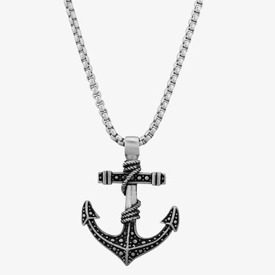 Bourne and Wilde Mens Oxidised Anchor Necklace