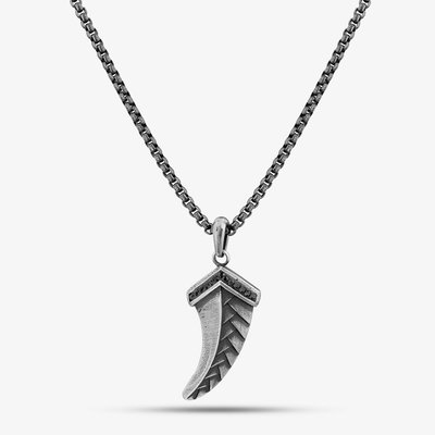 Bourne and Wilde Stainless Steel Black Tusk Pendant Necklace