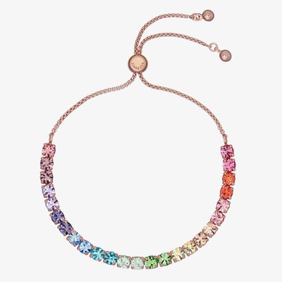 Ted Baker MELRAH Rose Gold Tone Icon Rainbow Crystal Slider Bracelet