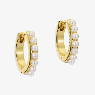 Ted Baker Persia Gold Tone Pearl Huggie Hoop Earrings