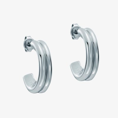 Ted Baker Hilya Silver Tone Half Hoop Earrings