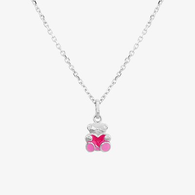 Fleur Kids Sterling Silver & Enamel Teddy Bear Necklace