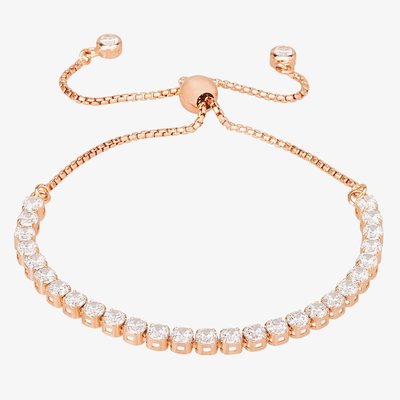 Isabella Verona Rose Gold Tone Cubic Zirconia Toggle Bracelet