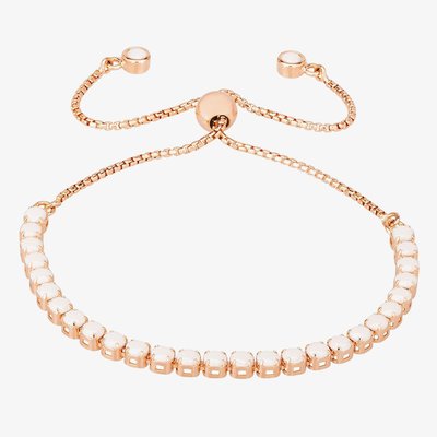 Isabella Verona Rose Gold Tone White Enamel Toggle Bracelet