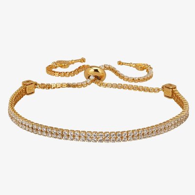 Isabella Verona Gold Tone Double Row Cubic Zirconia Toggle Bracelet