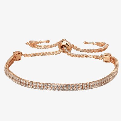 Isabella Verona Rose Gold Tone Double Row Cubic Zirconia Toggle Bracelet