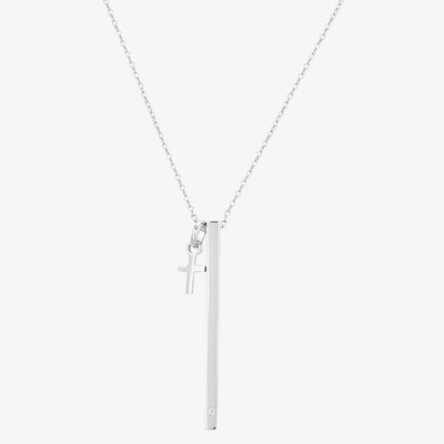 Isabella Verona Silver Bar and Cross Pendant