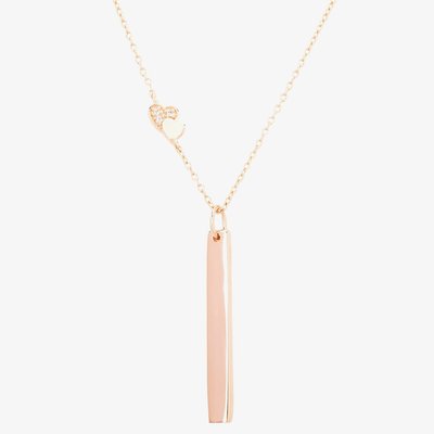 Isabella Verona Rose Gold tone Heart Station Bar Pendant