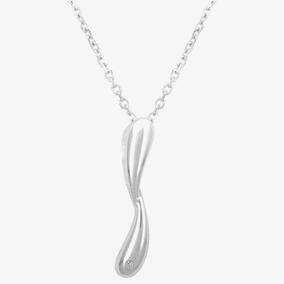 Petite Diamonds Silver Spinning Droplet Pendant