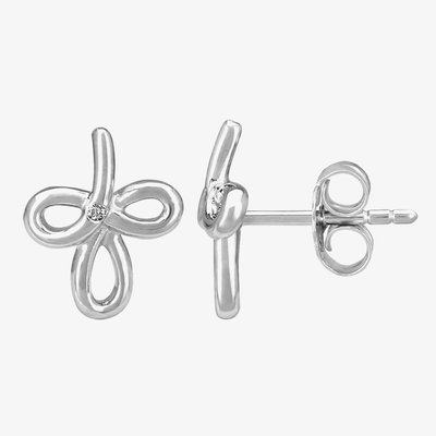 Petite Diamonds Silver Flower Petals Stud Earrings